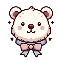 Sticker - Cute bear vector with white background