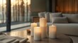 With the candles as the focal point this relaxation area exudes a sense of simplicity and minimalism encouraging guests to slow down and unwind. 2d flat cartoon.