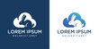 Rabbit and blue cloud logo icon. Creative light bulb logo ideas. Bunny and blue cloud logo technology idea