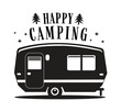 Happy camping mobile caravan concept illustration