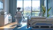 © Tida - Robot assistant walking in hospital room - Futuristic healthcare concept with a robot assistant helping in a bright hospital room, ensuring patient comfort