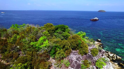 Wall Mural - Bird's eye view of the island,Islands and diving spots near Koh Lipe