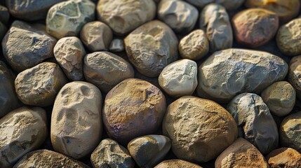 Wall Mural - Sunlit river stones basking in warm hues