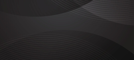 Aufkleber - Abstract black background with white wavy lines. Digital future technology concept. vector illustration.