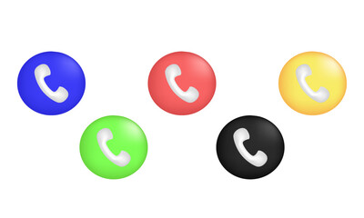 Wall Mural - 3d icon realistic concept set telephone icons different vector design