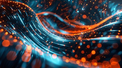 Poster - Abstract illustration of dynamic gravitational energy wave, time and space. Futuristic technology background design wallpaper