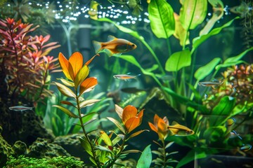 Wall Mural - Freshwater planted aquarium (aquascape) with live plants