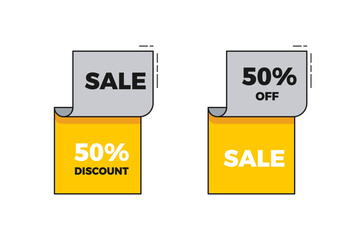 Aufkleber - Sale 50% off discount vector sticker tags. Promotion coupon banner graphic elements