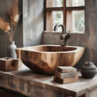 sink.a selection of rustic wooden sink designs that exude warmth and character. Each design should incorporate reclaimed wood or distressed finishes, creating a rustic-chic aesthetic that complements 