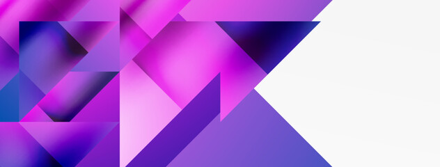 Aufkleber - A white background with symmetrical purple and blue triangles creates a colorful and vibrant design. The font and material properties showcase tints and shades of violet, pink, and magenta