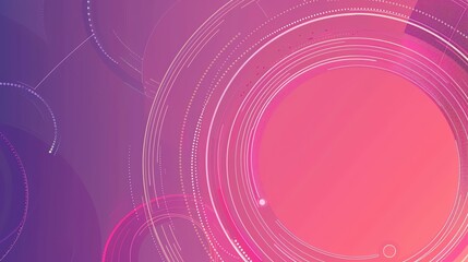 Wall Mural - 
background of full service circle on a flat plain, light design lines match the cicle, birds eye view, pink and purple colour theme aspect ratio 2:1