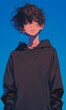 anime style. Upper body of a young man on a simple one color background,  Generative AI 