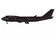 Silhouette of a cargo plane from a side view, on an isolated white background. vector illustration.