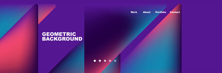 Poster - A geometric background featuring a gradient of purple, pink, and blue hues. Rectangles, lines, and tints of violet and magenta create a visually stunning display on an electronic devices screen