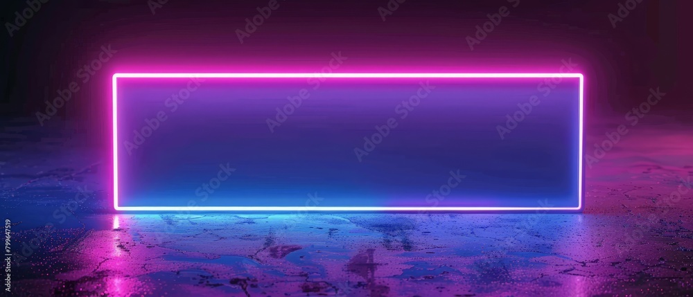 loop neon rectangle frame border, abstract graphic futuristic glow ...