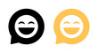 © ElsaNur - Laughing emoji icon on speech bubbles. Laugh emoticon sign symbol