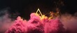© sakina 11 - The yellow shape of a triangle on a pink cloud of smoke on a black background
