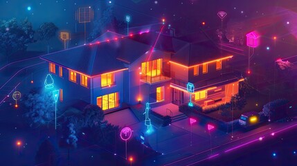Wall Mural - concept of smart homes, highlighting connected devices and home automation systems