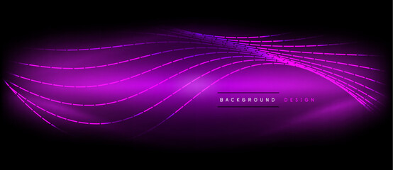 Poster - An electric purple wave set against a dark backdrop, reminiscent of neon lights. The vibrant hue of magenta and violet creates an eyecatching visual effect, resembling automotive lighting