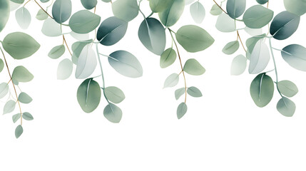 Digital watercolor green leaf border plant abstract graphic poster web page PPT background