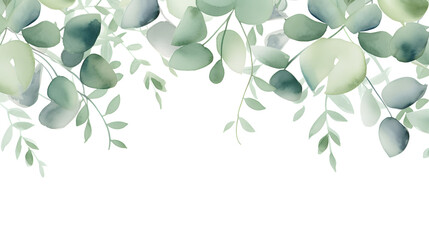 Digital watercolor green leaf border plant abstract graphic poster web page PPT background