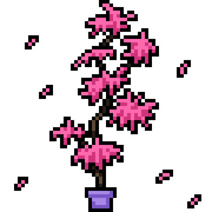 Wall Mural - pixel art of pink plant pot