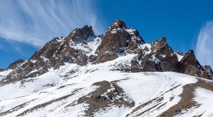 towering mountains in the indian himalayas near fotula pass in the ladakh region near leh