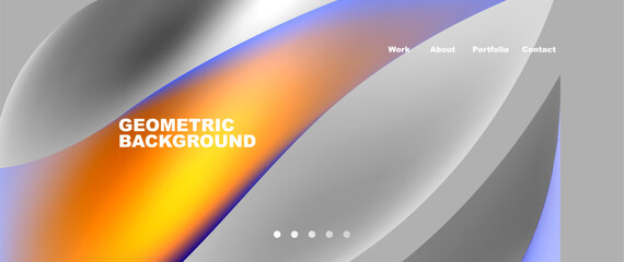 Poster - A geometric background featuring a gradient of electric blue and orange, inspired by automotive elements such as rims, tires, mirrors, and lighting