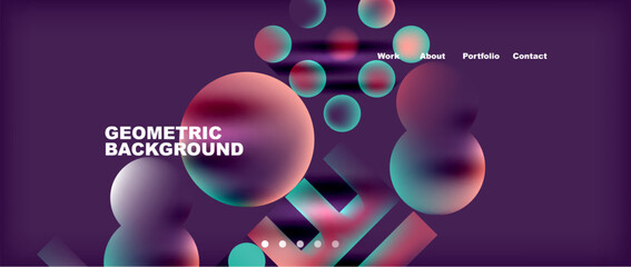 Aufkleber - An artistic geometric background featuring circles and triangles in shades of magenta and electric blue on a purple backdrop, resembling a celestial event in the sky