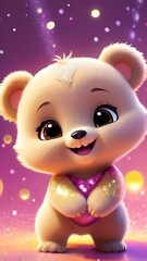 Cute baby bear in beautiful sparkling colourful background wallpaper, Mobile wallpapers of cute teddy bear, baby bear wallpaper, Cute animals