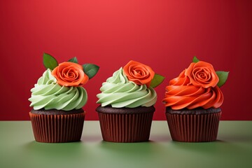 Wall Mural - Vibrant Floral Cupcakes