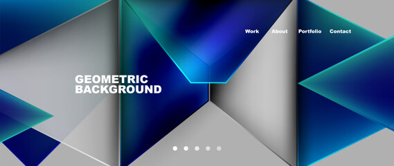 Aufkleber - A symmetrical pattern of blue and green triangles on a gray background, resembling a flooring design, with hints of electric blue and magenta triangles creating a vibrant contrast