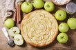 apple pie with fresh fruits, top view
