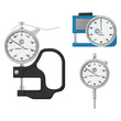 Thickness gauge with dial indicator engineering industrial instrument set realistic vector