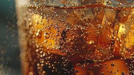 Wall Mural - Close-up of a refreshing glass of iced tea with condensation dripping down the sides, beckoning thirsty onlookers to take a sip and cool off.