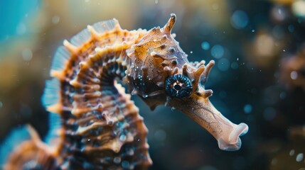 Wall Mural - Macro shot of a seahorse