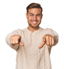 Young Caucasian man in studio