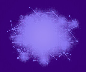 Poster - Abstract light blue or purple halftone pattern and shape on dark blue or purple background with copy space. High resolution full frame dotted pattern for template, brochure, business card, web page...
