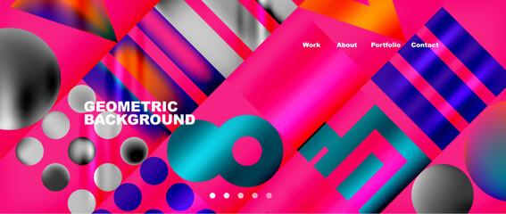 Aufkleber - a colorful background with geometric shapes and circles High quality
