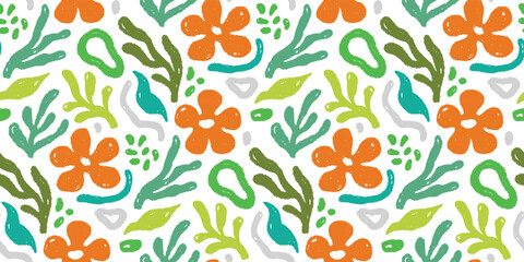 Poster - Abstract floral shape seamless pattern. Abstract modern floral leaf texture shape background. Organic modern boho nature contemporary seamless pattern. Vector illustration