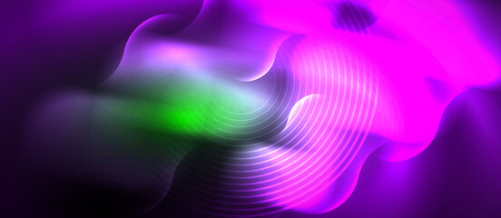 Aufkleber - A close up of a vibrant purple and green light shining on a black background, creating a stunning contrast of colorfulness in the darkness