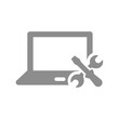 Computer repair shop vector icon. Laptop and screwdriver, fixing service and support.
