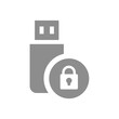 Safe and secure memory stick icon. Usb flash drive with padlock vector.