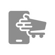 Online shopping, fast and easy icon. Phone and shopping cart symbol.