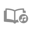 Audio book with music note vector icon. Audiobook symbol.