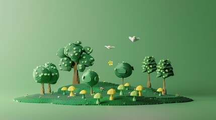 3D render illustration 16K cute landscape earth day aspect ratio 2:1