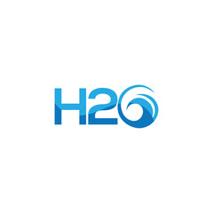 H2O logo design, H2o Letter Water Drop Logo Design With Water Wave Symbol Vector Illustration.