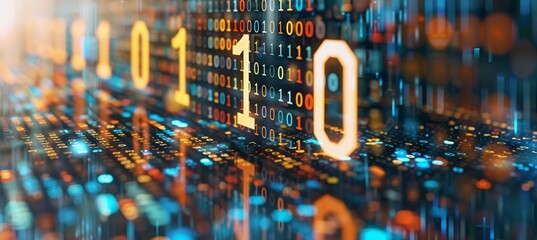 Leinwandbilder - Abstract binary number data technology background. Generative AI technology.	
