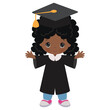 Kindergarten graduation girl vector cartoon illustration