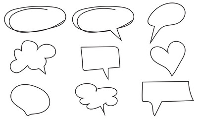 Wall Mural - hand drawn chat bubbles and circular oval frames set. Hand drawn chat bubbles and circular oval frames set. Vector illustration. Empty speech bubbles for messages or reminders.
